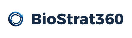 BioStrat360 logo on black background